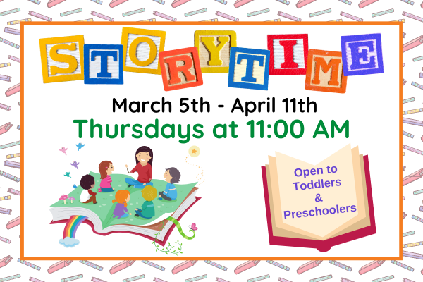 toddler & preschooler storytime, thursdays at 11 AM